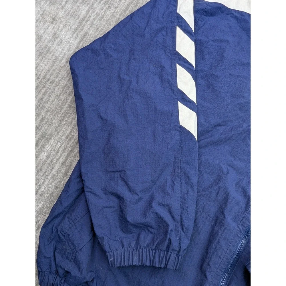 Vintage Adidas Track Jacket XL Navy White 90s 3 Stripe Logo Retro Windbreaker